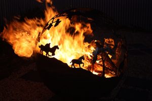 fire ball with cowboy and horse design