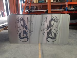 Decorative metal screen steel dragons